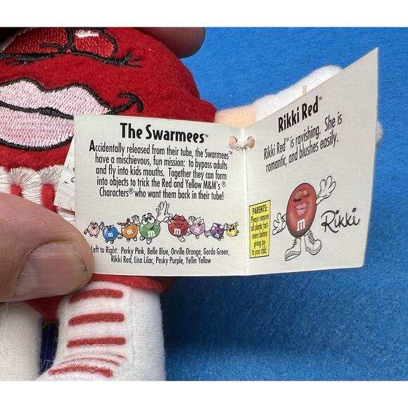 Vintage 1998 M&M Rikki‎ Red 5" Plush Red Stuffed Toy with Tag And Candy - Picture 5 of 6